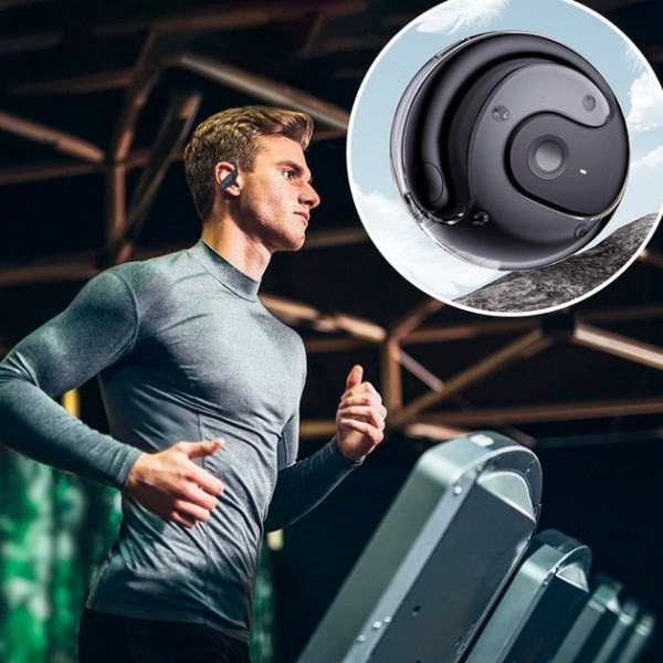 Беспроводные наушники для спорта MDR OWS T2 Bluetooth с микрофоном и футляром черные