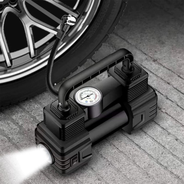 Автокомпрессор SCK619 портативный Air Pump 12 В стрелочный с фонарем
