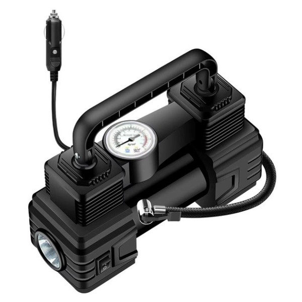 Автокомпрессор SCK619 портативный Air Pump 12 В стрелочный с фонарем
