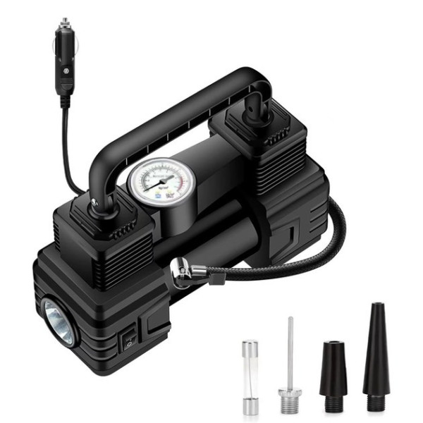 Автокомпрессор SCK619 портативный Air Pump 12 В стрелочный с фонарем