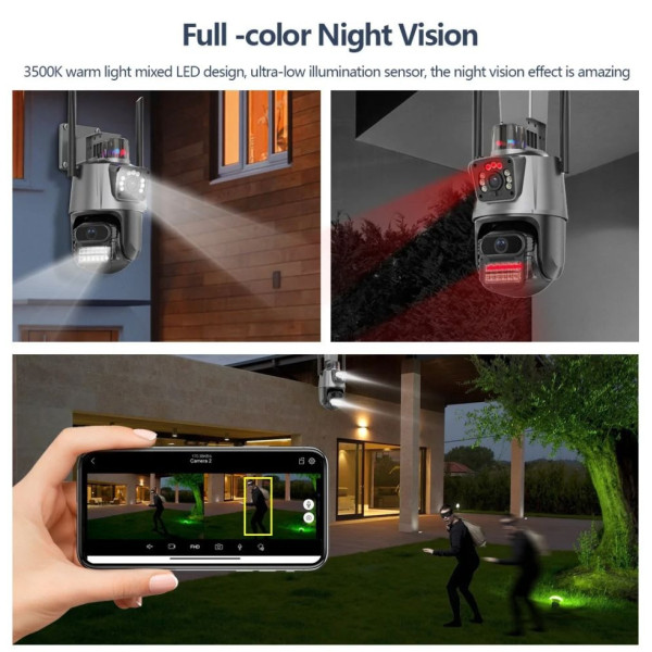 Видеокамера уличная WiFi IP Dual Lens с микрофоном и динамиком 6MP
