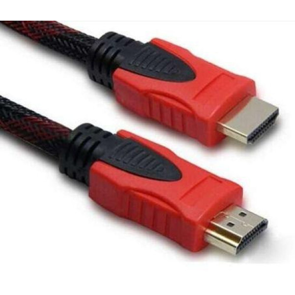 Кабель HDMI усиленный 15 м с золотыми разъемами черно-красный