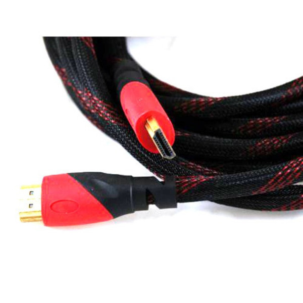 Кабель HDMI усиленный 15 м с золотыми разъемами черно-красный