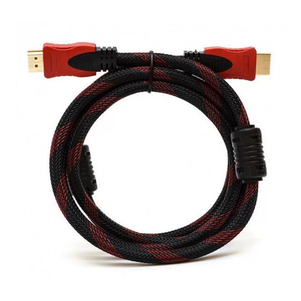 Кабель HDMI усиленный 15 м с золотыми разъемами черно-красный