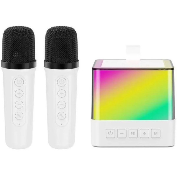 Колонка Bluetooth K18 с LED-подсветкой и микрофонами для караоке black