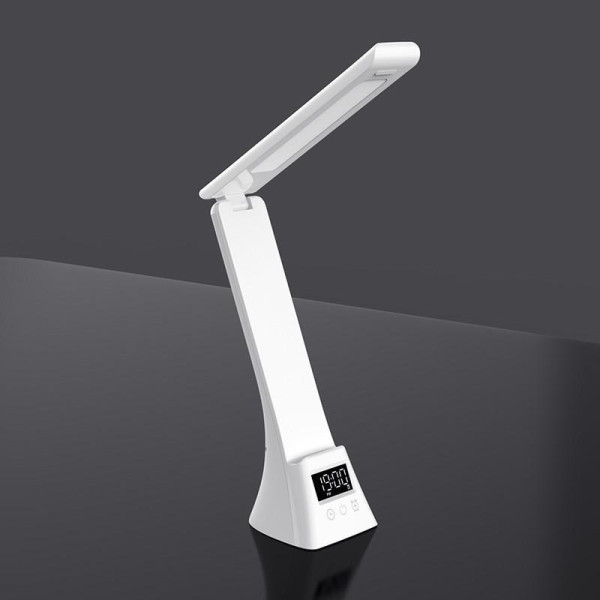 Лампа TYV-2088 настольная LED с цифровыми часами и зарядкой Qi белая