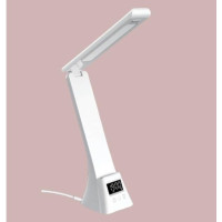 Лампа TYV-2088 настольная LED с цифровыми часами и зарядкой Qi белая