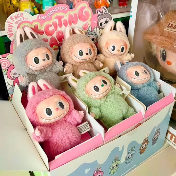Коллекционная фигурка Labubu Macarons мягкая 17 см с лицом из винила