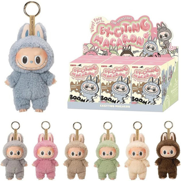 Коллекционная фигурка Labubu Macarons мягкая 17 см с лицом из винила
