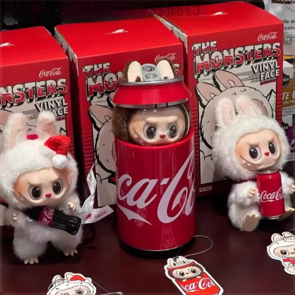 Плюшевый брелок Labubu банка Coca Cola коллекционная игрушка