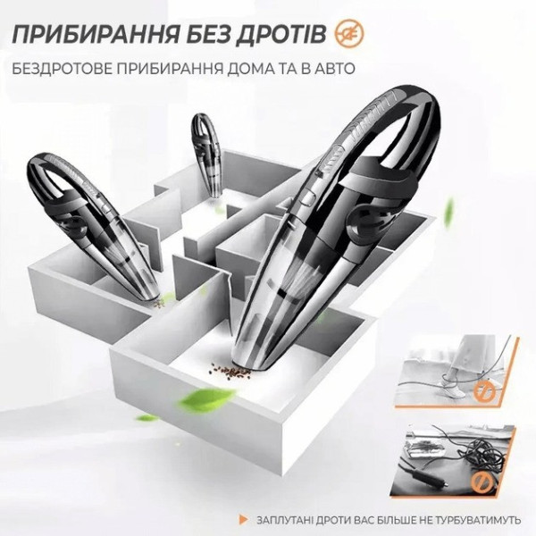 Пылесос для авто INSPIRE AX-6612 аккумуляторный, с набором насадок