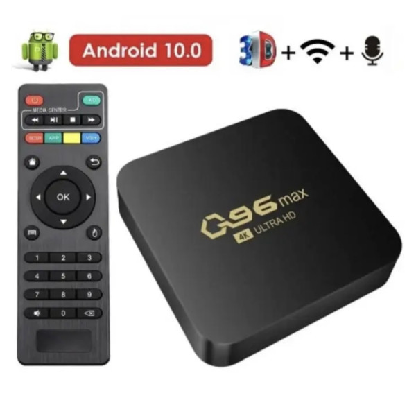 TV приставка Q96 MAX 4K Wi-Fi Android 10 память 1 ГБ RAM 8 ГБ ROM
