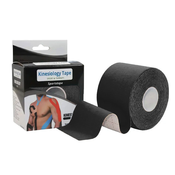 Кинезио тейп EasyFit для спорта и реабилитации черный