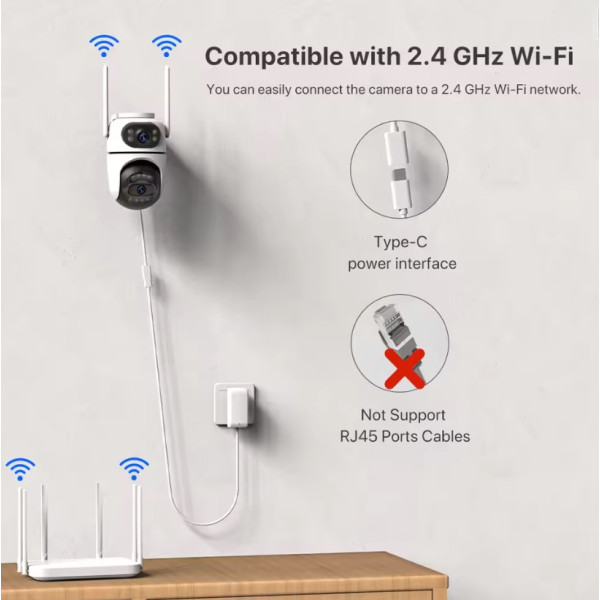 PTZ камера Q2 Dual Lens уличная с 360° обзором, ночной съемкой и Wi-Fi подключением