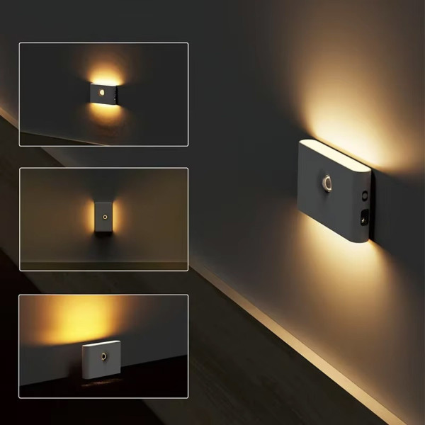 Компактный настенный светильник с датчиком движения и аккумулятором, USB