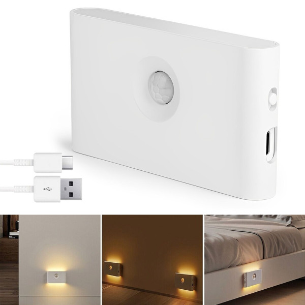 Компактный настенный светильник с датчиком движения и аккумулятором, USB