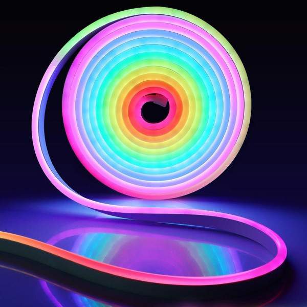 Силиконовая светодиодная лента RGB для декора 2 м, 12V, синхронизация с музыкой