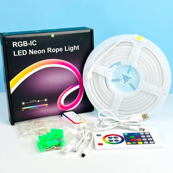 Силиконовая светодиодная лента RGB для декора 2 м, 12V, синхронизация с музыкой