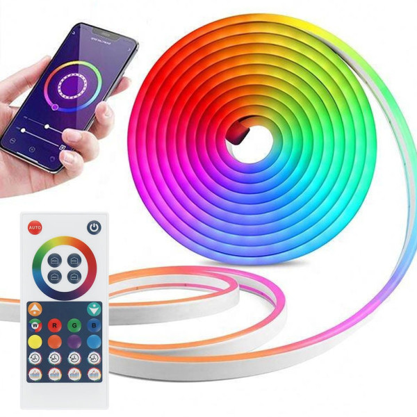 Силиконовая светодиодная лента RGB для декора 2 м, 12V, синхронизация с музыкой