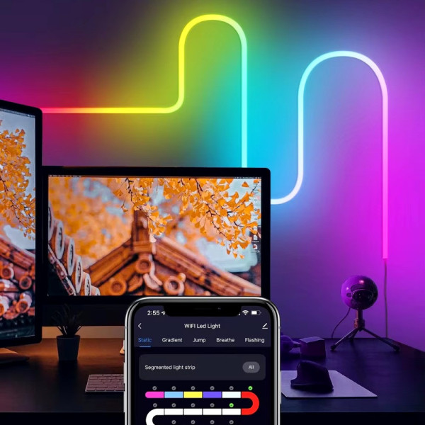 Силиконовая светодиодная лента RGB для декора 2 м, 12V, синхронизация с музыкой