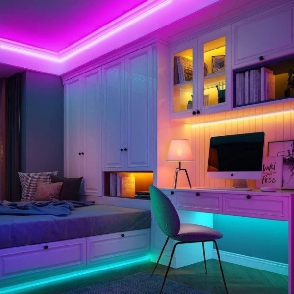 Силиконовая светодиодная лента RGB для декора 2 м, 12V, синхронизация с музыкой