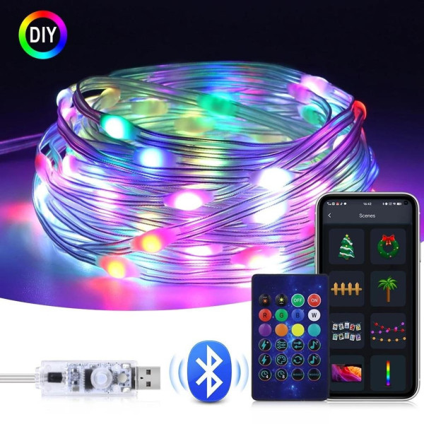 Гибкая LED RGBIC лента 10 м с синхронизацией музыки и управлением через приложение