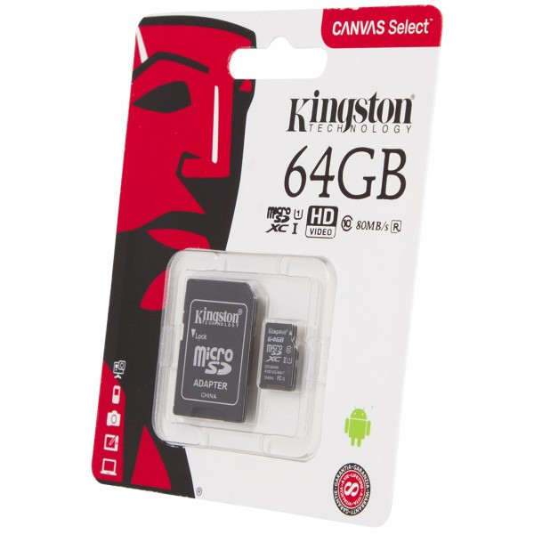 Универсальная карта памяти Kingston microSD 64 ГБ UHS-I Class 10