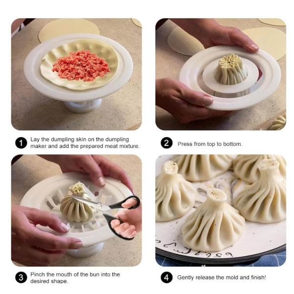 Аппарат Khinkali Maker для хинкали и пельменей, ручное приспособление для лепки, корпус пластиковый, черный