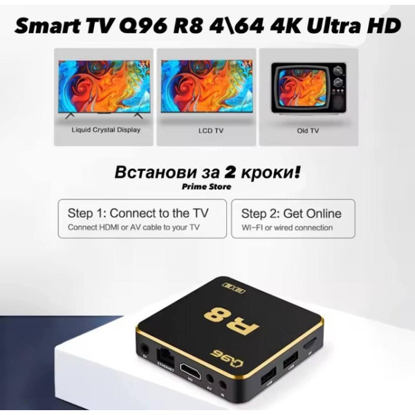 Смарт ТВ устройство X98H PRO 4/64 ГБ, Android 12, WiFi 6, 4K HDR, HDMI и Bluetooth