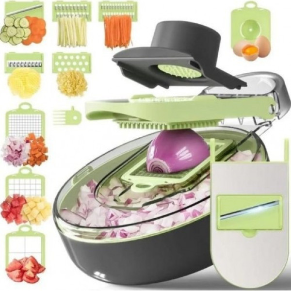 Многофункциональная овощерезка с контейнером Vegetable Cutter C351, тёрка для нарезки овощей с регулируемыми лезвиями