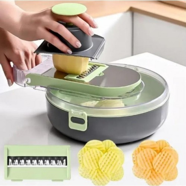 Многофункциональная овощерезка с контейнером Vegetable Cutter C351, тёрка для нарезки овощей с регулируемыми лезвиями