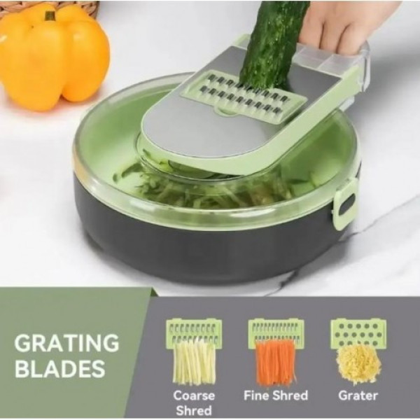 Многофункциональная овощерезка с контейнером Vegetable Cutter C351, тёрка для нарезки овощей с регулируемыми лезвиями