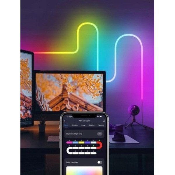 Светодиодная лента 5 м USB RGB-IC, Wi-Fi и Bluetooth управление через приложение AND 5250