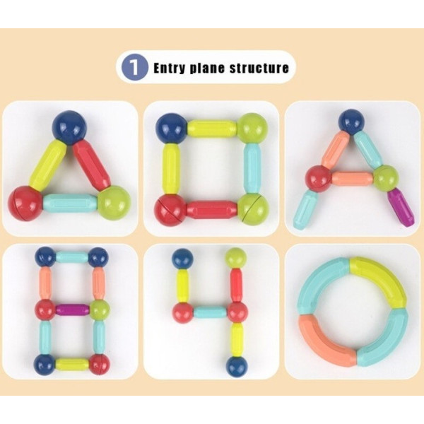 Магнитный набор Magnetic Sticks на 25 предметов, пластиковые фигурки в переносном кейсе