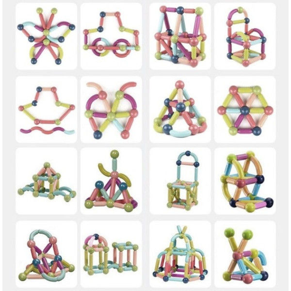 Магнитный набор Magnetic Sticks на 25 предметов, пластиковые фигурки в переносном кейсе