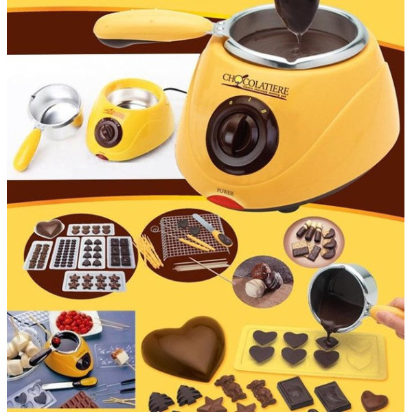 Прибор для фондю Chocolate Fondue Set из нержавеющей стали, с формами и дополнительными аксессуарами