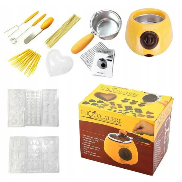 Прибор для фондю Chocolate Fondue Set из нержавеющей стали, с формами и дополнительными аксессуарами