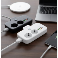 Сетевой фильтр-удлинитель LDNIO SE2435, 2500 Вт, 2 розетки, 3 USB, 1 Type-C QC/PD, защита и выключатели