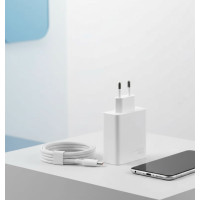 Сетевой блок питания 120W QC 3.0 USB Type-A с кабелем, быстрая зарядка, белый