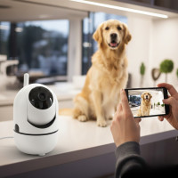 Беспроводная WiFi камера видеонаблюдения с поворотным механизмом и ИК подсветкой, белая/черная