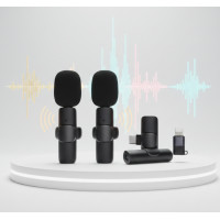 Петличный микрофон K9+ Wireless Lavalier с переходниками Lightning TypeC Черный