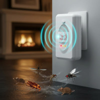 Отпугиватель ультразвуковой в розетку Pest Reject pro, от мышей, кротов и насекомых, радиус действия до 200 м²