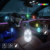 Светильник аккумуляторный RGB 2 штуки для салона авто, автономное освещение подвесная магнит лампа ночник