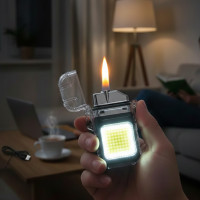 Зажигалка электроимпульсная спиральная USB с фонариком с защитой от влаги 9258