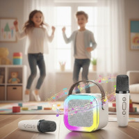 Портативная Bluetooth-колонка для караоке с сабвуфером и беспроводной микрофоном