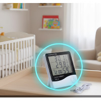 Комнатный цифровой термометр часы гигрометр LCD 3 в 1 MHZ HTC-1