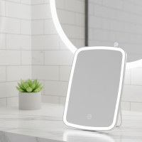 Зеркало для макияжа с подсветкой LED сенсорное настольное на аккумуляторе