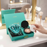 Тональный кушон Drawshe Emerald Crystal Glow увлажняющий, трехцветный, с заменяемым блоком, 24 г