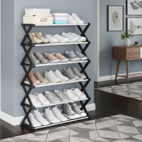 Полка для обуви Shoe Rack на 6 полок складная Черная