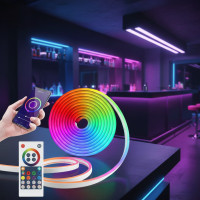 Силиконовая светодиодная лента RGB для декора 2 м, 12V, синхронизация с музыкой